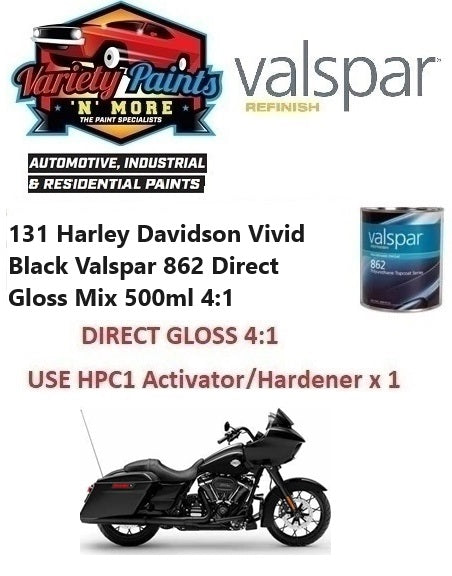 131 Harley Davidson Vivid Black Valspar 862 Direct Gloss Mix 500ml 4:1