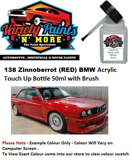 138 Zinnoberrot (RED) BMW Acrylic Touch Up Bottle 50ml with Brush