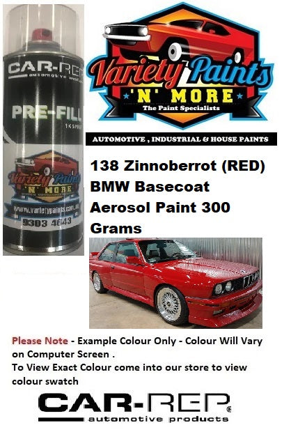 138 Zinnoberrot (RED) BMW Basecoat Aerosol Paint 300 Grams