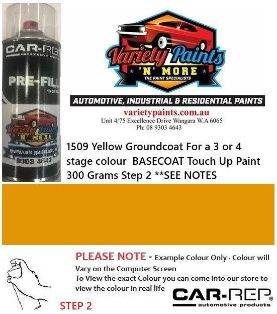 1509 Yellow Groundcoat For a 3 or 4 stage colour  BASECOAT Touch Up Paint 300 Grams Step 2 **SEE NOTES