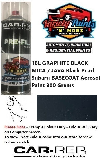 18L GRAPHITE BLACK MICA / JAVA Black Pearl Subaru BASECOAT Aerosol Paint 300 Grams