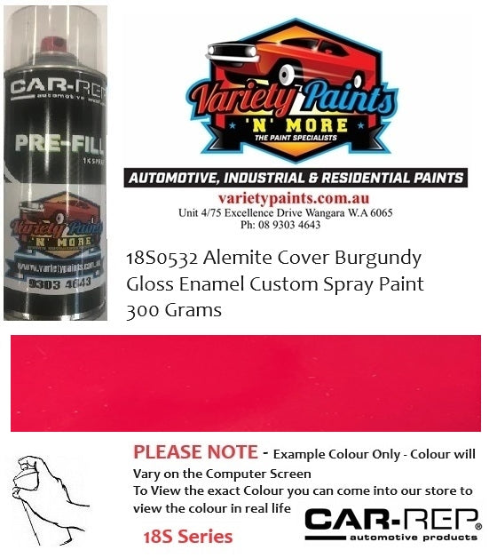 18S0532 Alemite Cover Burgundy Gloss Enamel Custom Spray Paint 300 Grams