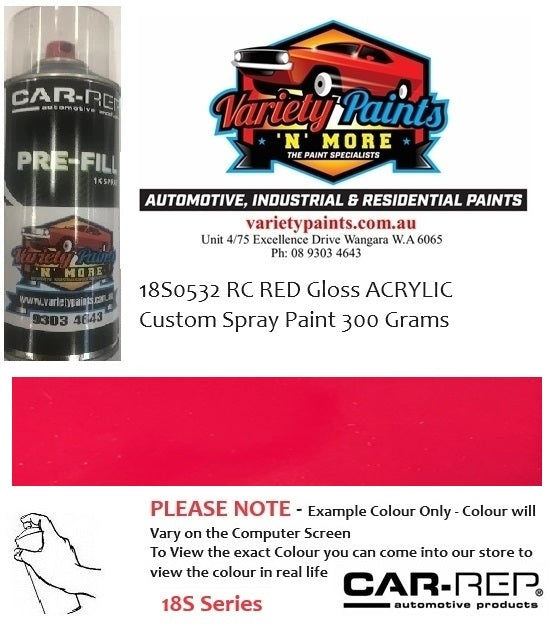 18S0532 RC RED GLOSS Acrylic Custom Spray Paint 300 Grams