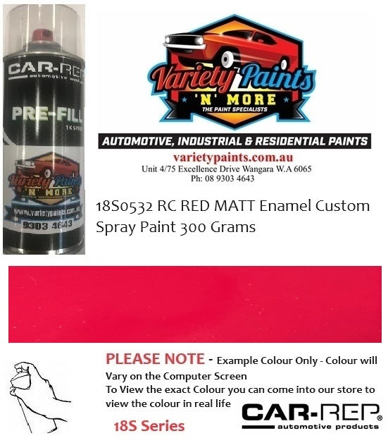 18S0532 RC RED MATT Enamel Custom Spray Paint 300 Grams
