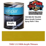 18S1604 RC YELLOW Gloss Acrylic Custom Spray Paint 1 litre