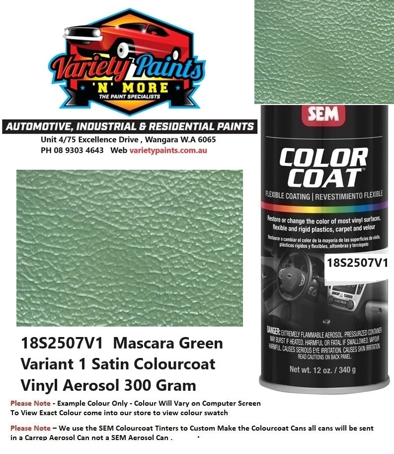 18S2507V1  Mascara Green Variant 1 Satin Colourcoat Vinyl Aerosol 300 Gram HAVA