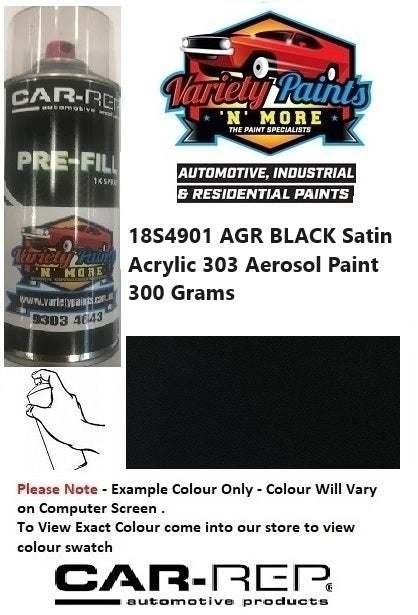 18S4901 AGR BLACK Satin Acrylic Aerosol Paint 300 Grams