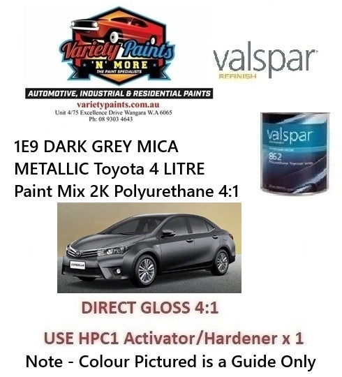 1E9 DARK GREY MICA METALLIC Toyota 4 LITRE Paint Mix 2K Polyurethane 4:1