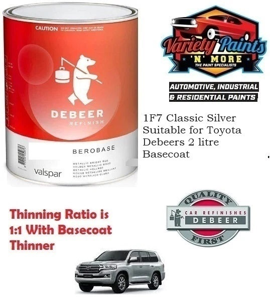 1F7 Classic Silver Suitable for Toyota Debeers 2 litre Basecoat