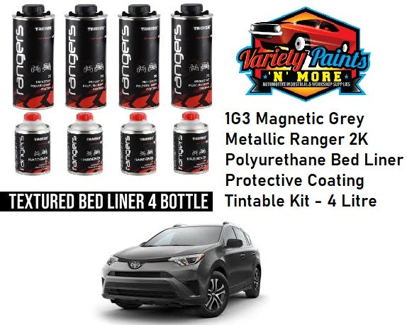 1G3 Magnetic Grey Metallic Ranger 2K Polyurethane Bed Liner Protective Coating Tintable Kit - 4 Litre