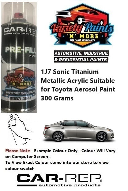 1J7 Sonic Titanium Metallic Acrylic Suitable for Toyota Aerosol Paint 300 Grams