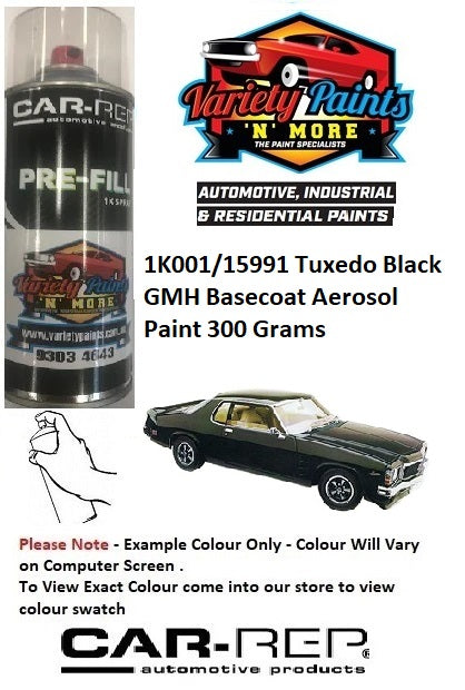 1K001/15991 Tuxedo Black GMH Basecoat Aerosol Paint 300 Grams (511)