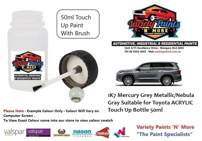 1K7 Mercury Grey Metallic/Nebula Gray Suitable for Toyota ACRYLIC Touch Up Bottle 50ml