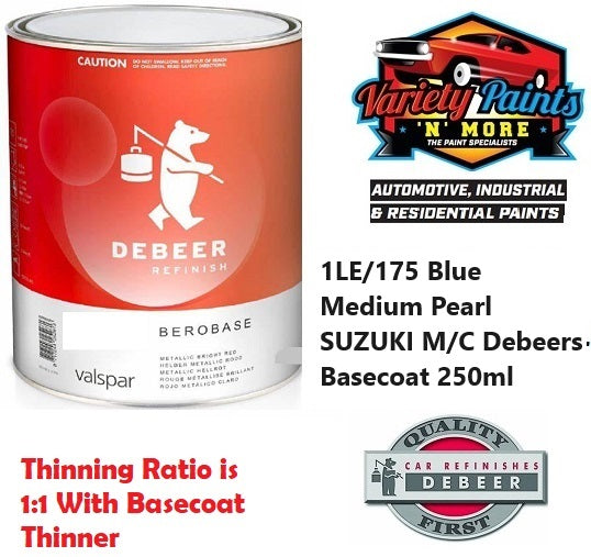 1LE/175 Blue Medium Pearl SUZUKI M/C Debeers Basecoat 250ml