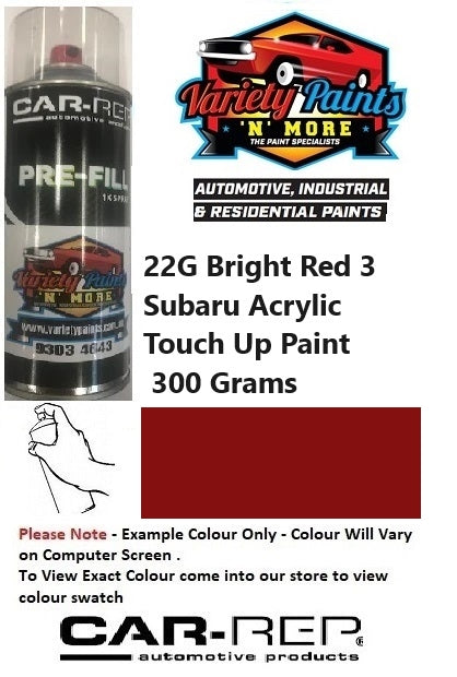 22G Bright Red 3 Subaru Acrylic Touch Up Paint 300 Grams 1IS 35A