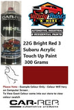 22G Bright Red 3 Subaru Acrylic Touch Up Paint 300 Grams