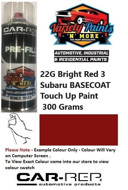 22G Bright Red 3 Subaru BASECOAT Touch Up Paint 300 Grams
