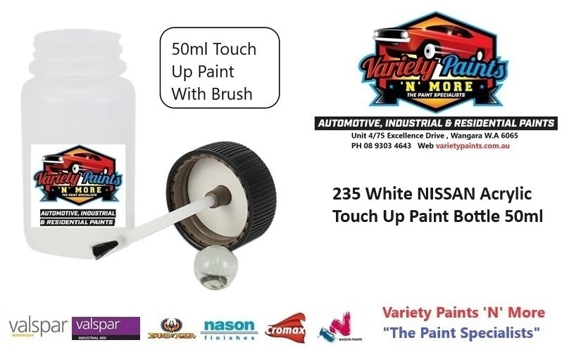 235 White NISSAN Acrylic Touch Up Paint Bottle 50ml