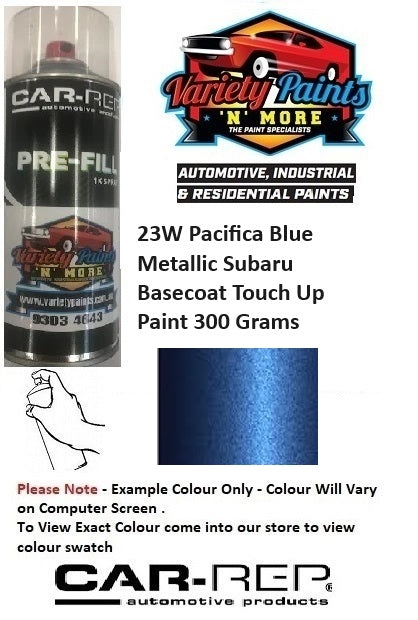 23W Pacifica Blue Metallic Subaru Basecoat Touch Up Paint 300 Grams