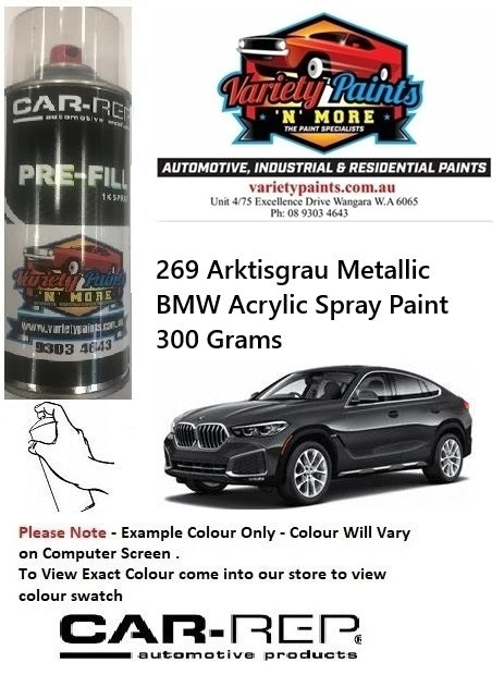 269 Arktisgrau Metallic BMW Acrylic Spray Paint 300 Grams