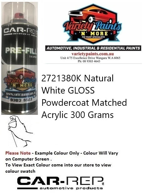 2721380K Natural White GLOSS Powdercoat Matched Acrylic 300 Grams