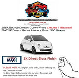 296A Bianco Divino/Glory White Variant 1 (Redder) FIAT 2K Direct Gloss Aerosol Paint 300 Grams