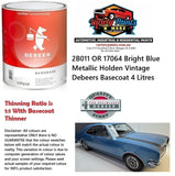 2B011 OR 17064 Bright Blue Metallic Holden Vintage Debeers Basecoat 4 Litres