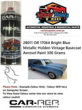 2B011 OR 17064 Bright Blue Metallic Holden Vintage BASECOAT Aerosol Paint 300 Grams