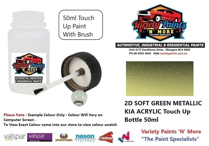 2D SOFT GREEN METALLIC KIA ACRYLIC Touch Up Bottle 50ml