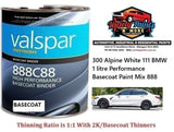 300 Alpine White 111 BMW 1 litre Performance Basecoat Paint Mix 888