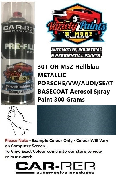 30T OR M5Z Hellblau METALLIC PORSCHE/VW/AUDI/SEAT BASECOAT Aerosol Debeers Spray Paint 300 Grams