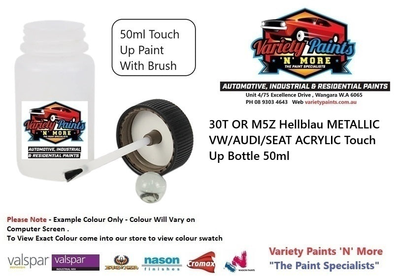 30T OR M5Z Hellblau METALLIC VW/AUDI/SEAT ACRYLIC Touch Up Bottle 50ml