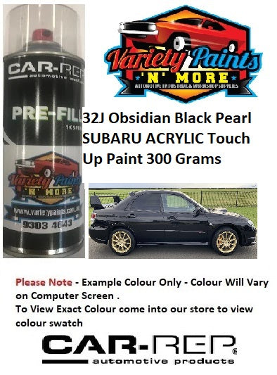 32J Obsidian Black Pearl SUBARU ACRYLIC Touch Up Paint 300 Grams