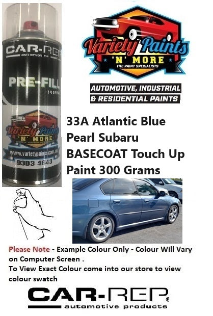 33A Atlantic Blue Pearl Subaru Basecoat Touch Up Paint 300 Grams