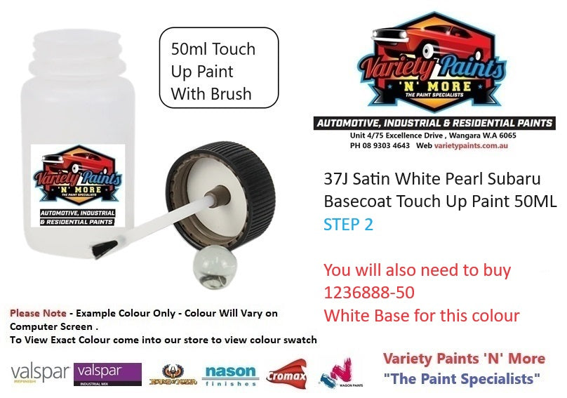 37J Satin White Pearl Subaru Basecoat Touch Up Paint 50ML STEP 2