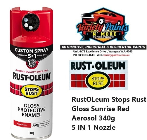 RustOLeum Stops Rust Gloss Sunrise Red Aerosol 340g 5 IN 1 Nozzle