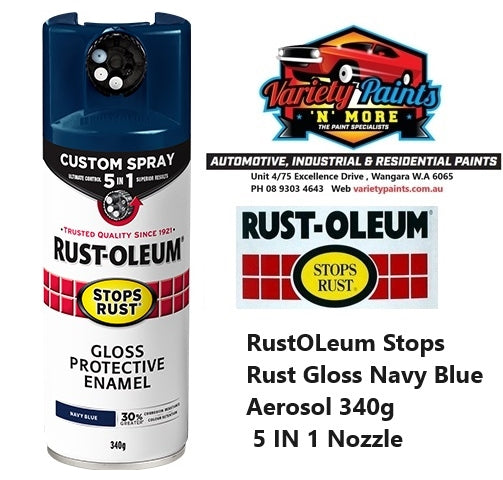 RustOLeum Stops Rust Gloss Navy Blue Aerosol 340g 5 IN 1 Nozzle