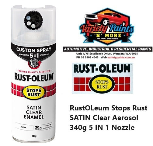 RustOLeum Stops Rust SATIN Clear Aerosol 340g 5 IN 1 Nozzle