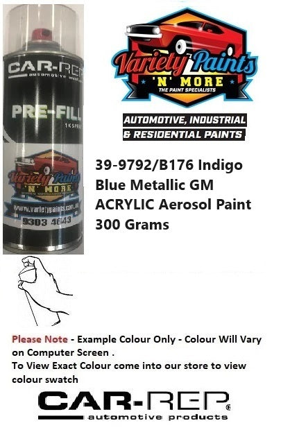 39-9792/B176 Indigo Blue Metallic GM ACRYLIC Aerosol Paint 300 Grams