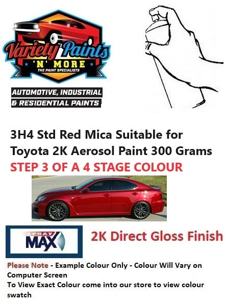 3H4 Std Red Mica Suitable for Toyota 2K Aerosol Paint 300 Grams