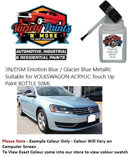 3N/D5M Emotion Blue / Glacier Blue Metallic Suitable for VOLKSWAGON ACRYLIC Touch Up Paint BOTTLE 50ML