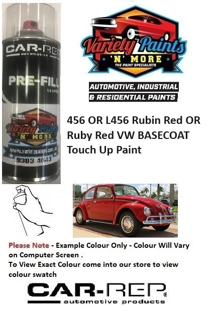 456/L456 Rubin Red / Ruby Red VW Basecoat Touch Up Paint 300 Grams