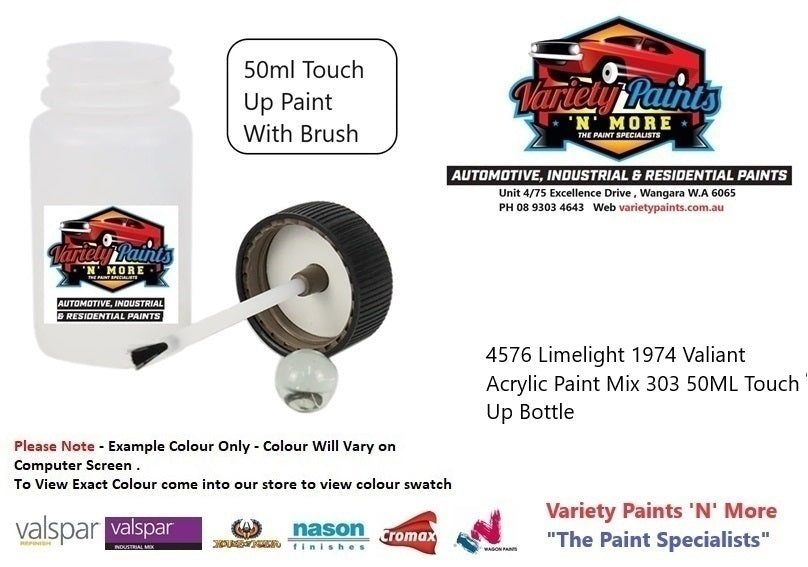 4576 Limelight 1974 Valiant Acrylic Paint Mix 303 50ML Touch Up Bottle