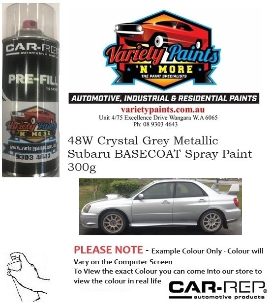 48W Crystal Grey Metallic Subaru BASECOAT Spray Paint 300g