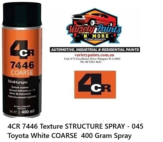4CR 7446 Texture STRUCTURE SPRAY - 045 Toyota White COARSE  400 Gram Spray