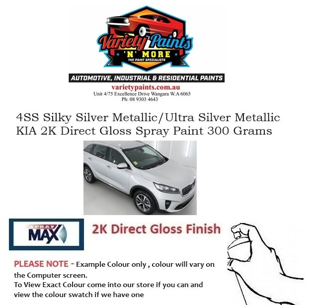 4SS Silky Silver Metallic/Ultra Silver Metallic KIA 2K Direct Gloss Spray Paint 300 Grams