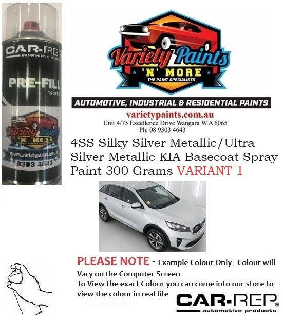 4SS Silky Silver Metallic/Ultra Silver Metallic KIA Basecoat Spray Paint 300 Grams VARIANT 1