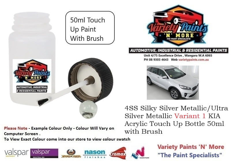 4SS Silky Silver Metallic/Ultra Silver Metallic Variant 1 KIA Acrylic Touch Up Bottle 50ml with Brush