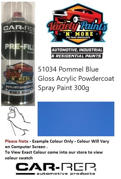 51034 Pommel Blue Gloss Acrylic Powdercoat Spray Paint 300g