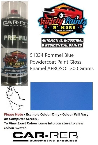 51034 Pommel Blue Powdercoat Paint Gloss Enamel AEROSOL 300 Grams 1IS 83A